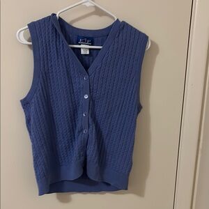 Blue Button-Up Sleeveless Sweater Vest